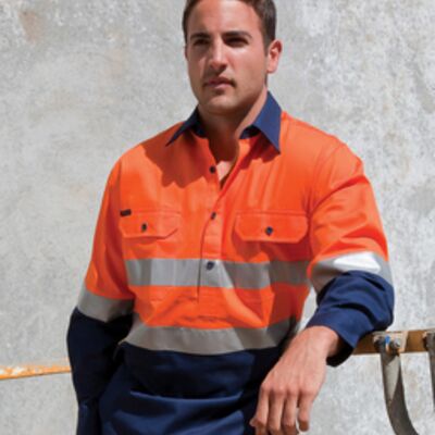 JB's Wear Hi Vis Taped L/S Cotton Mens Shirt Thumbnail